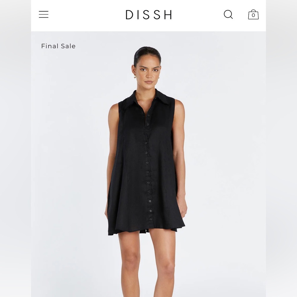 DISSH MARC BLACK LINEN SLEEVELESS DRESS SIZE 4